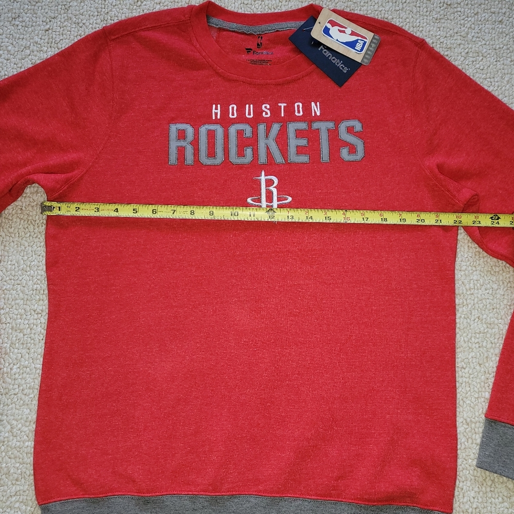 Houston Rockets Fanatics Sweatshirt Heathered Red/Grey Cuffs & Waistband Size: L - Picture 2 of 9